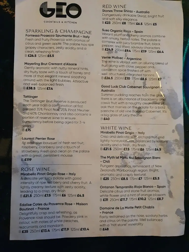 Menu_GEO Bar & Grill_Scarborough_immagine_2