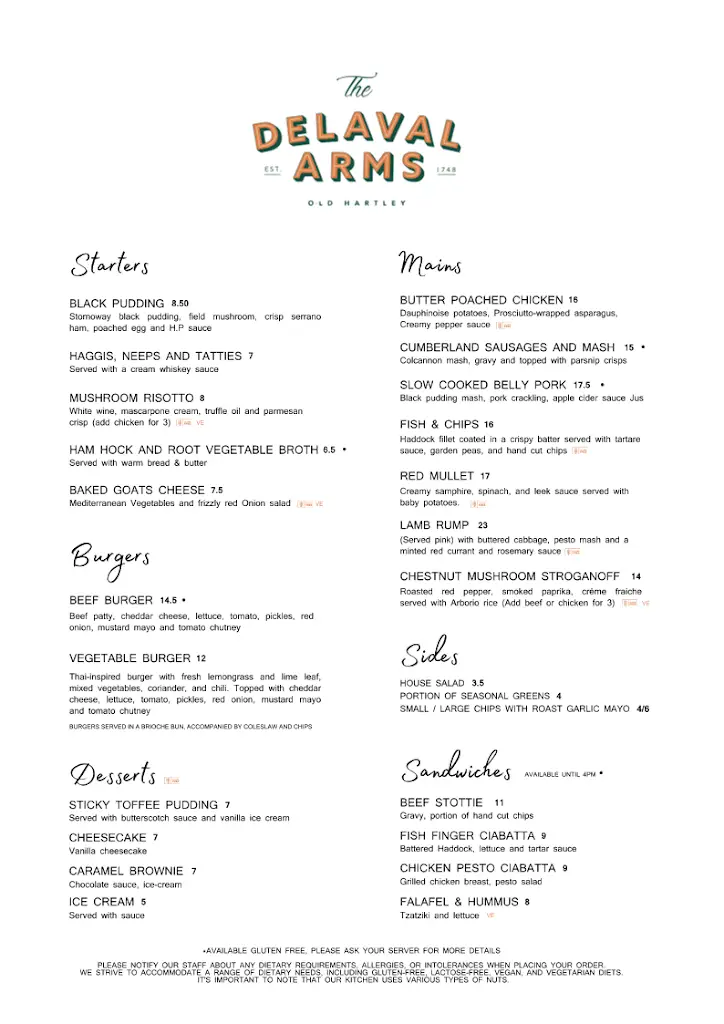 Menu_The Delaval Arms_Seaton Delaval_image_1