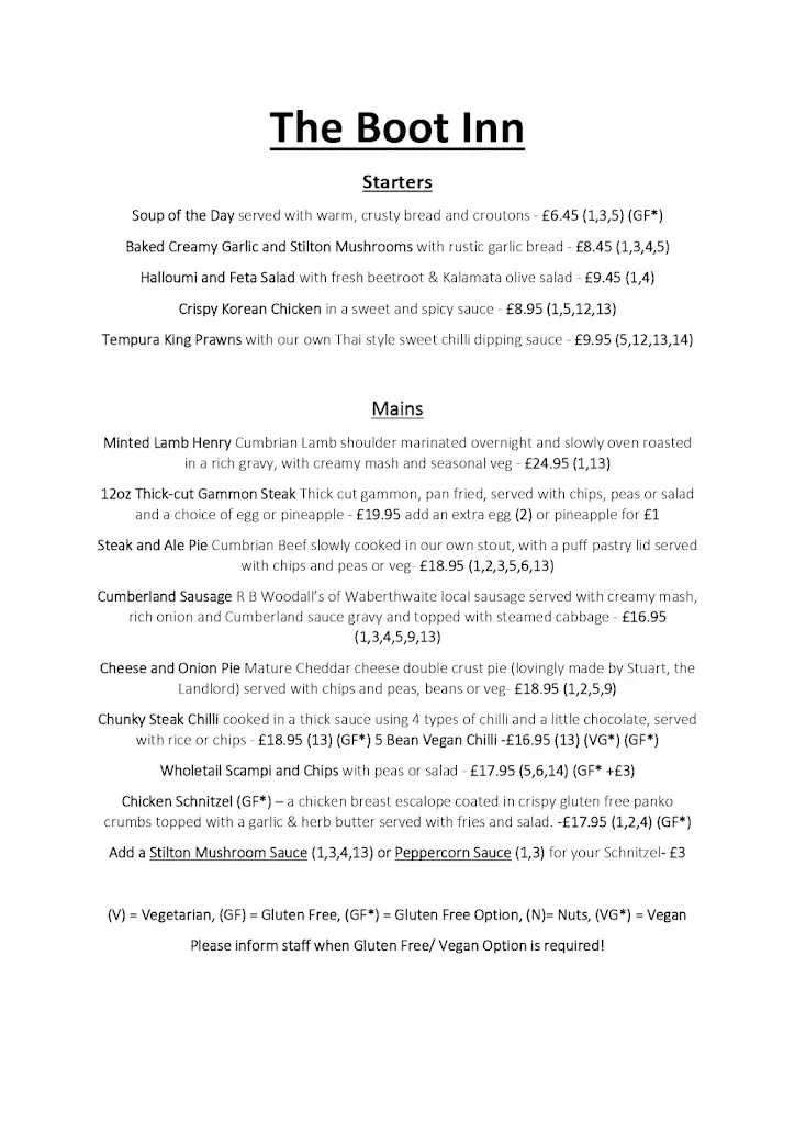 Menu_Boot Inn, Eskdale Valley_Seascale_image_2