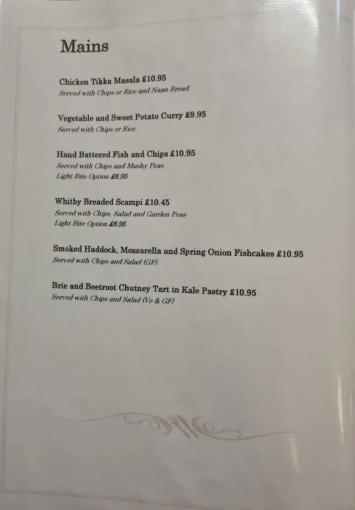 Menu_The White Horse_Sharlston_image_1