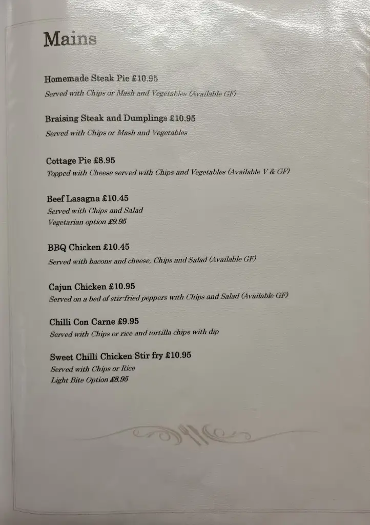 Menu_The White Horse_Sharlston_image_3