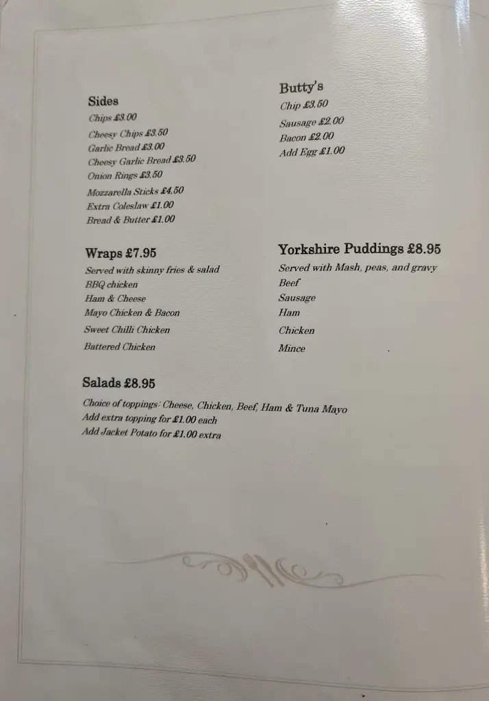 Menu_The White Horse_Sharlston_image_4