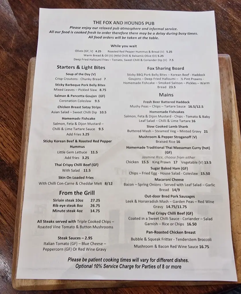 Menu_The Fox and Hounds_Shawbury_image_3