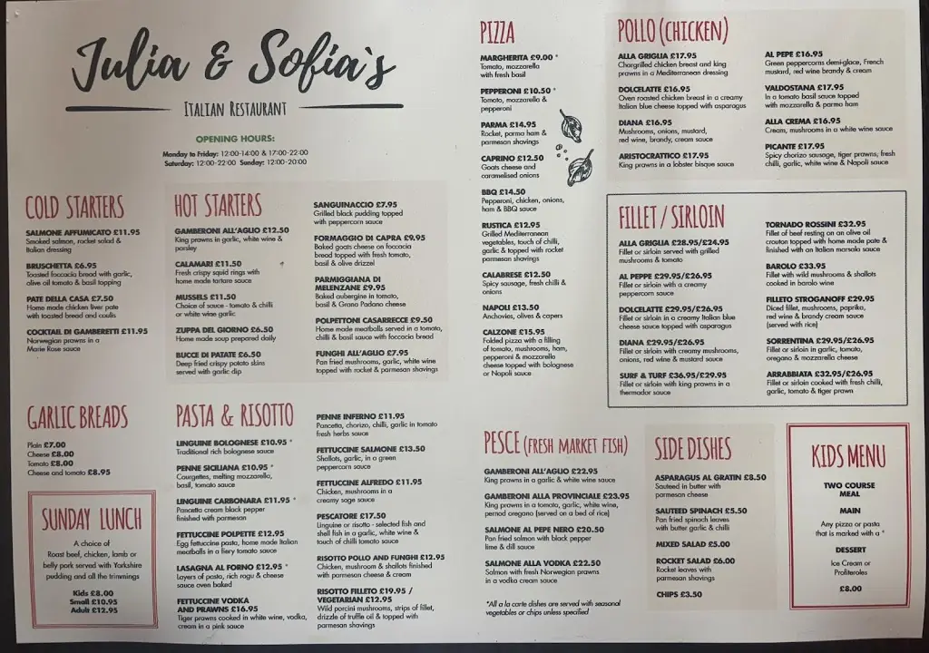 Menu_Julia & Sofia's Italian_Sedgefield_imagen_1