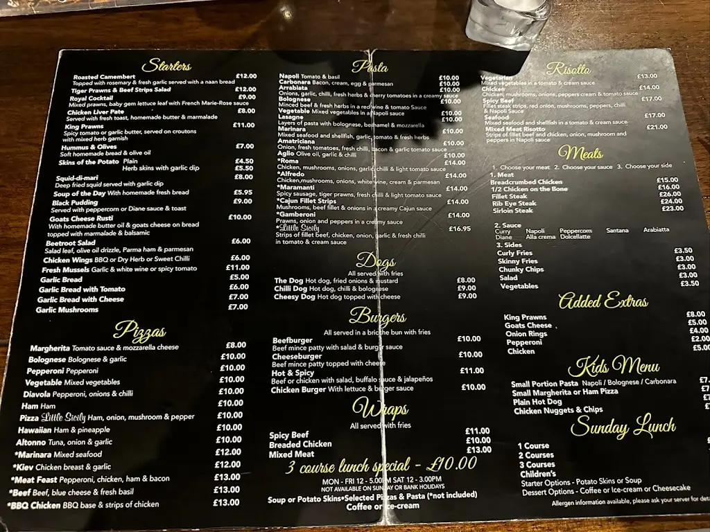 Menu_Little Sicily at Black Lion_Sedgefield_image_1