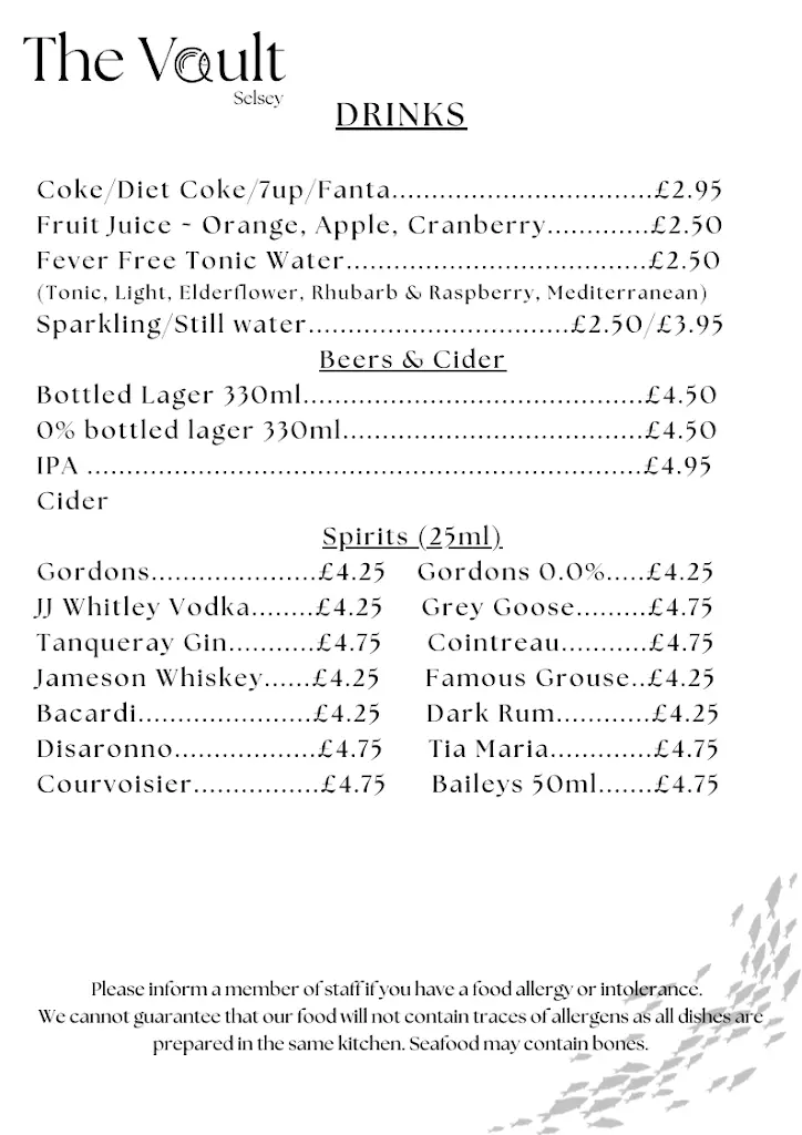 Menu_The Vault, Selsey_Selsey_image_1