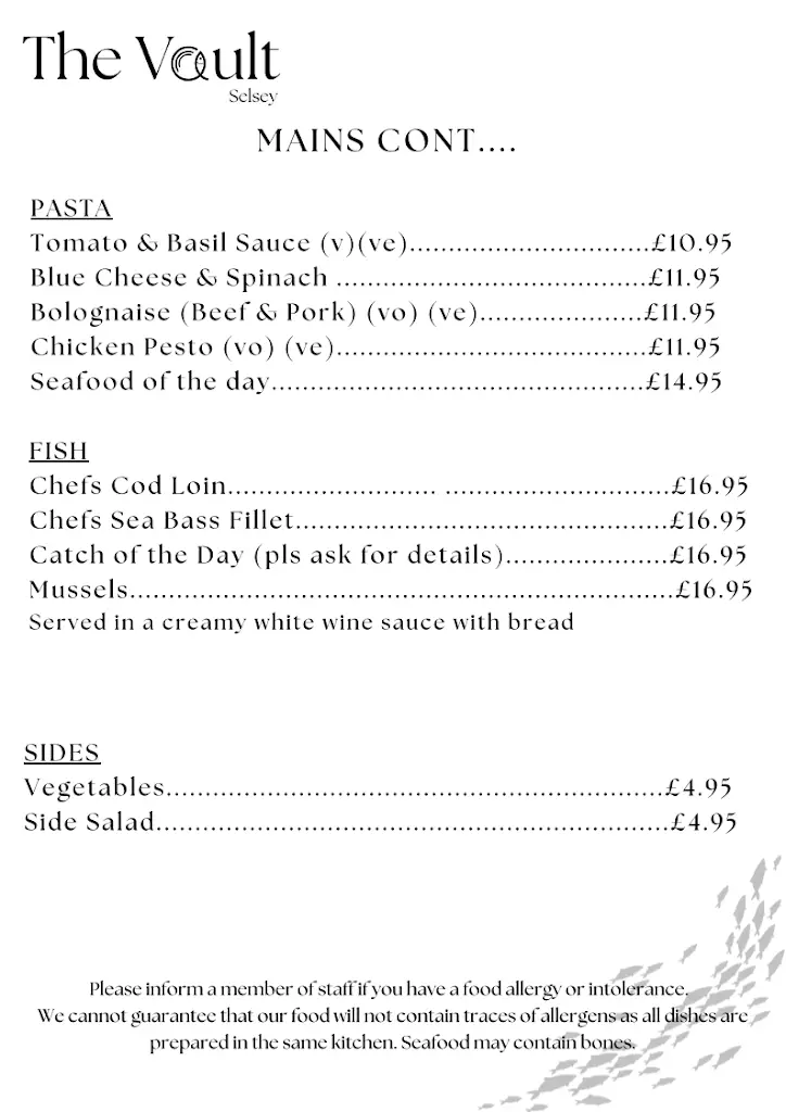 Menu_The Vault, Selsey_Selsey_image_3
