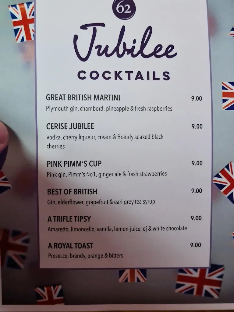 Menu_62 The Bank & Bar 62_Barnstaple_image_1