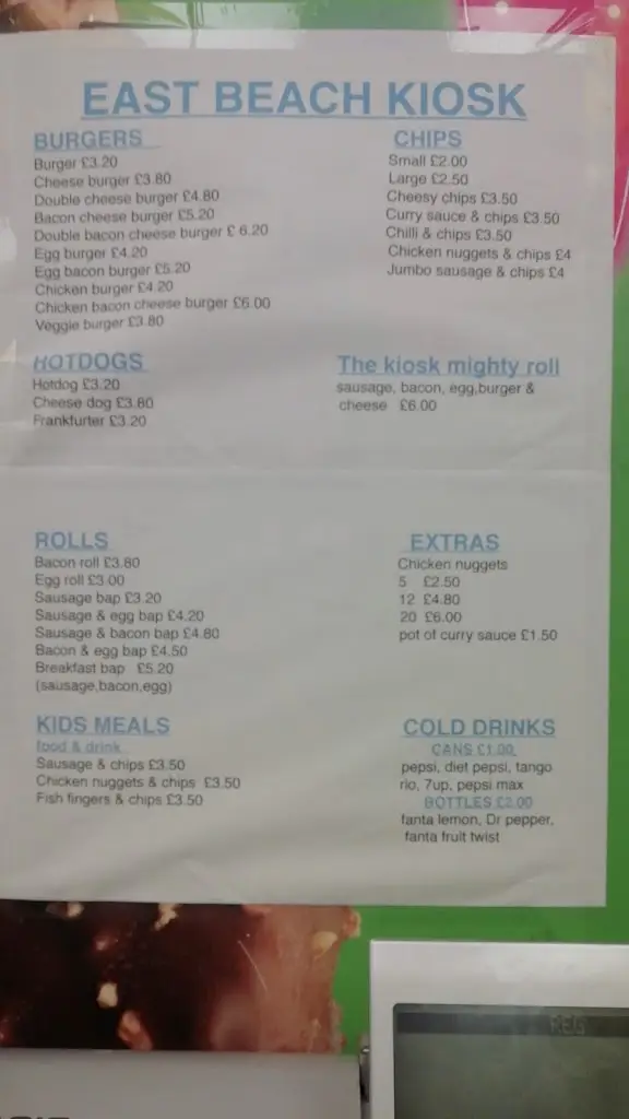 Menu_East Beach Kiosk_Selsey_imagen_1