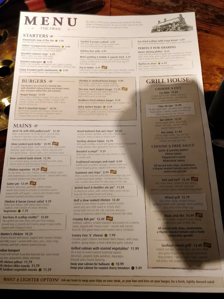 Menu_Swan_Sherborne St John_image_4