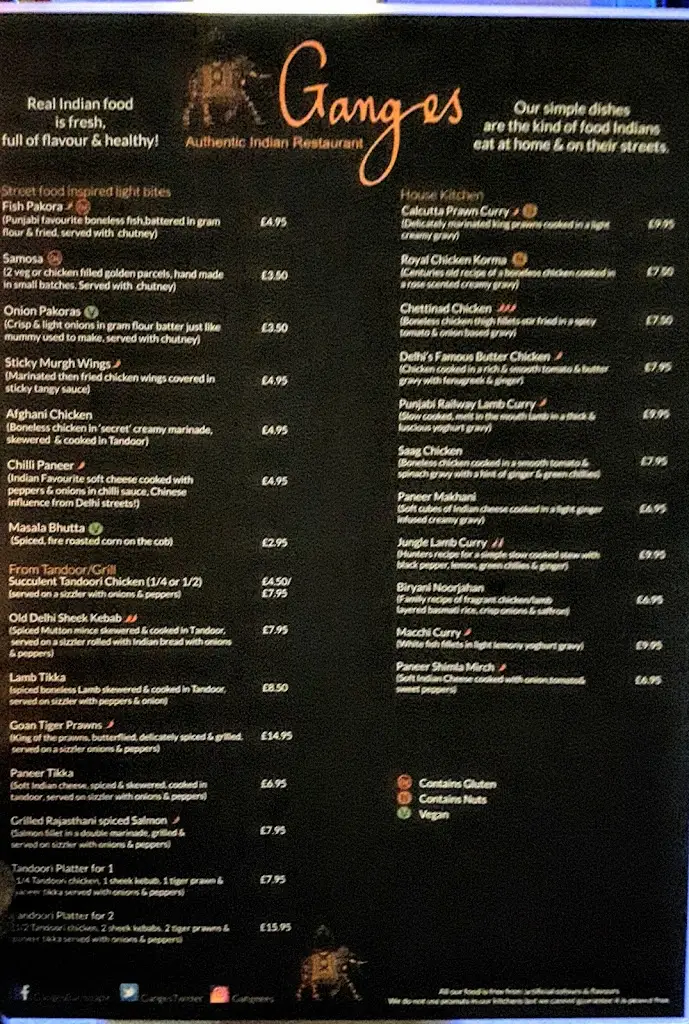 Menu_The Ganges_Barnstaple_image_2