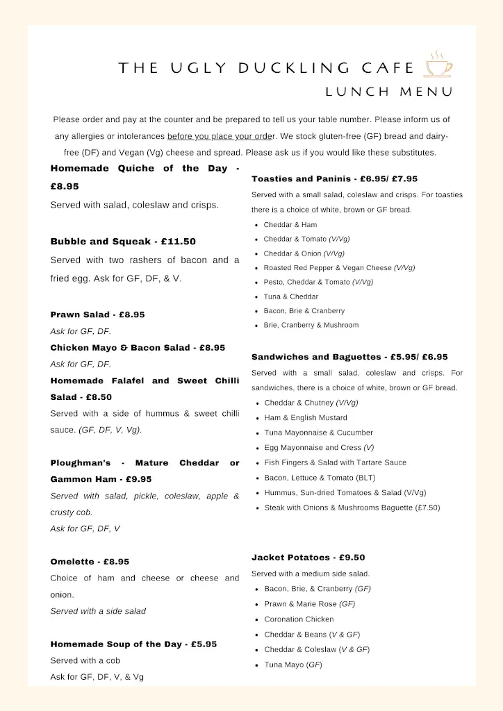 Menu_The Ugly Duckling Cafe_Shaftesbury_image_1