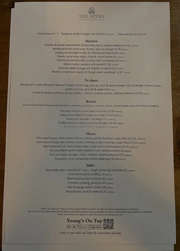 Menu_The Mitre_Shaftesbury_image_1