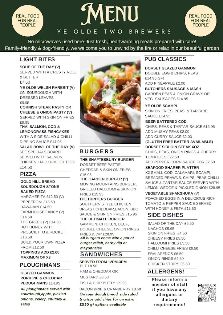 Menu_Ye Olde Two Brewers_Shaftesbury_imagen_1
