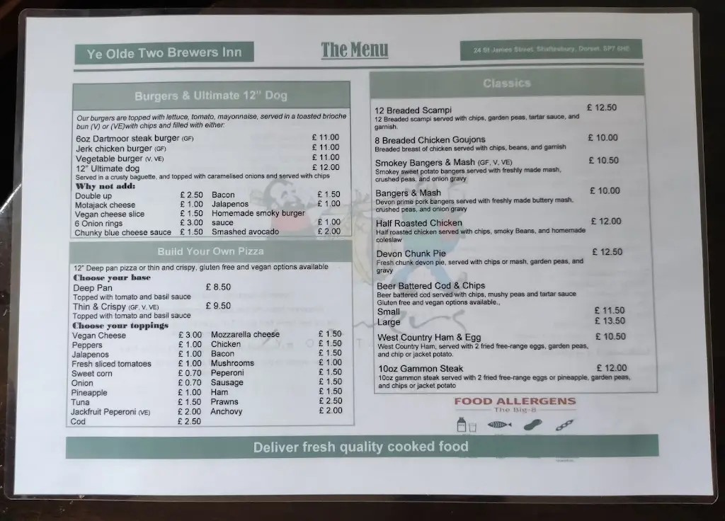 Menu_Ye Olde Two Brewers_Shaftesbury_imagen_3