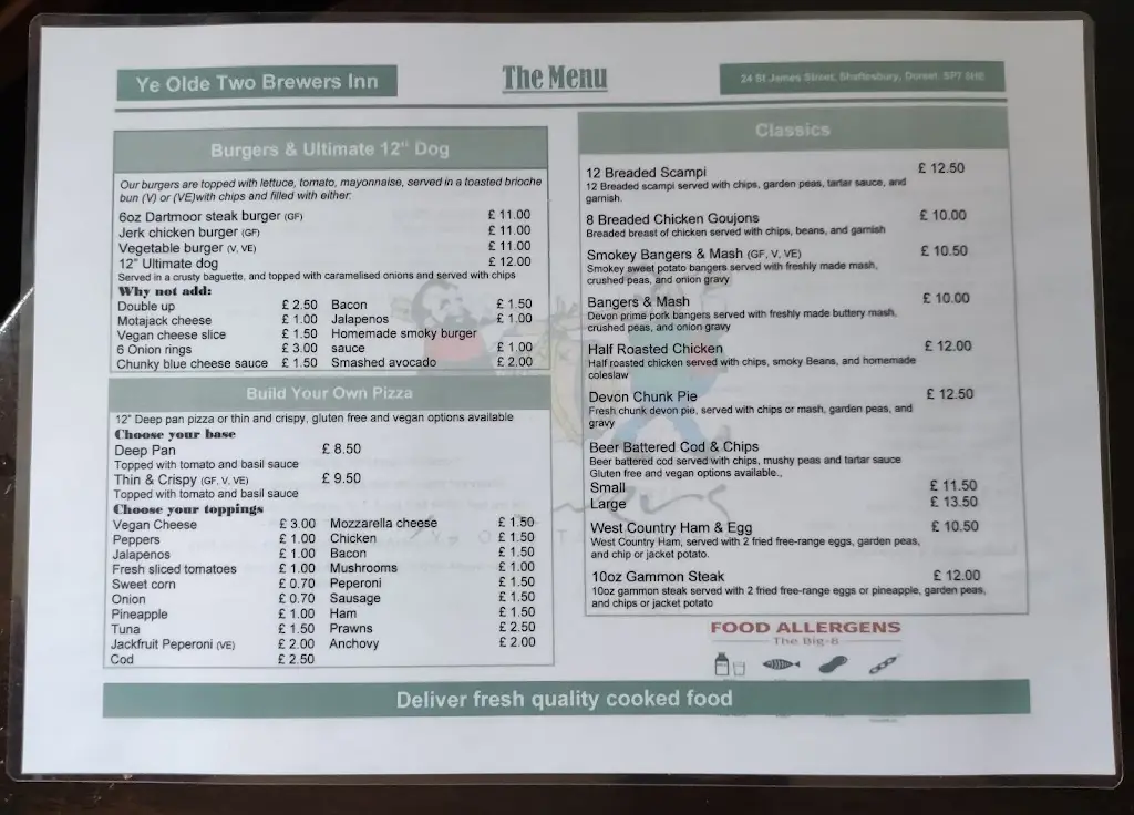 Menu_Ye Olde Two Brewers_Shaftesbury_imagen_4