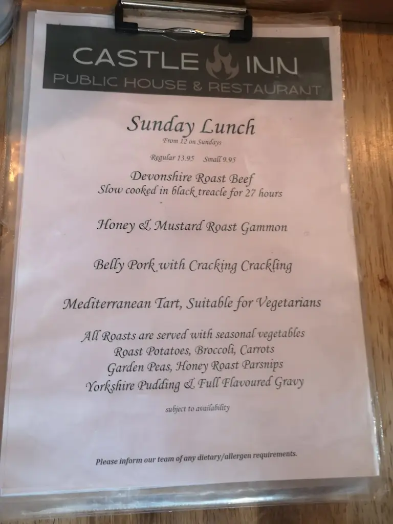 Menu_The Castle_Barnstaple_image_1