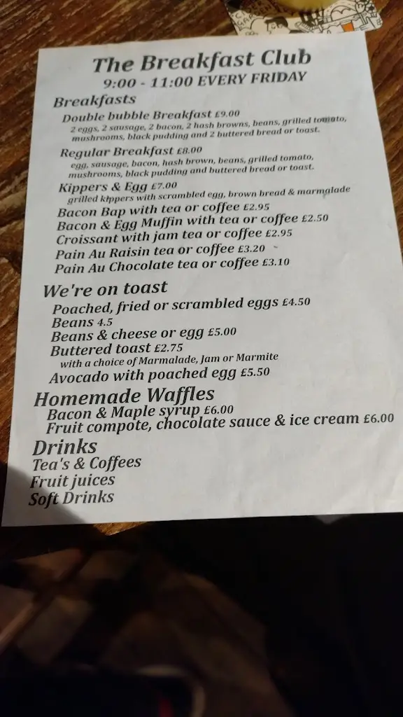 Menu_The Castle_Barnstaple_image_2