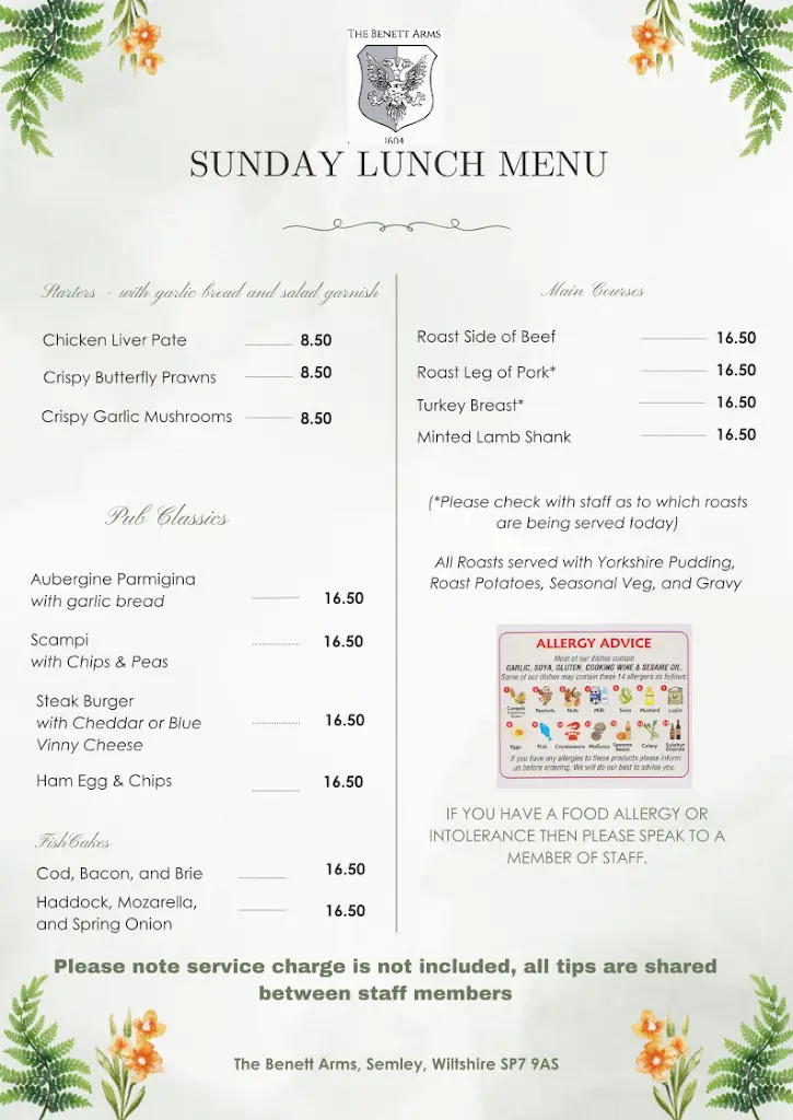 Menu_The Benett Arms_Shaftesbury_image_3