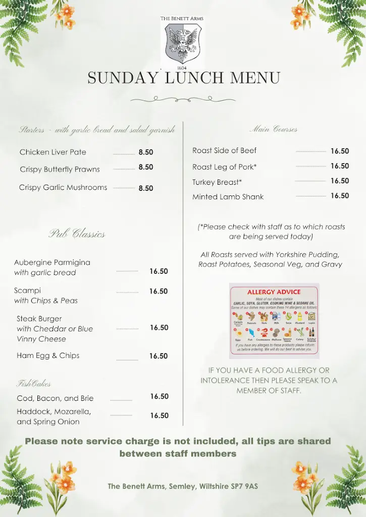 Menu_The Benett Arms_Shaftesbury_image_4