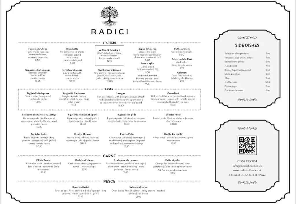 Menu_Radici restaurant shifnal_Shifnal_immagine_1