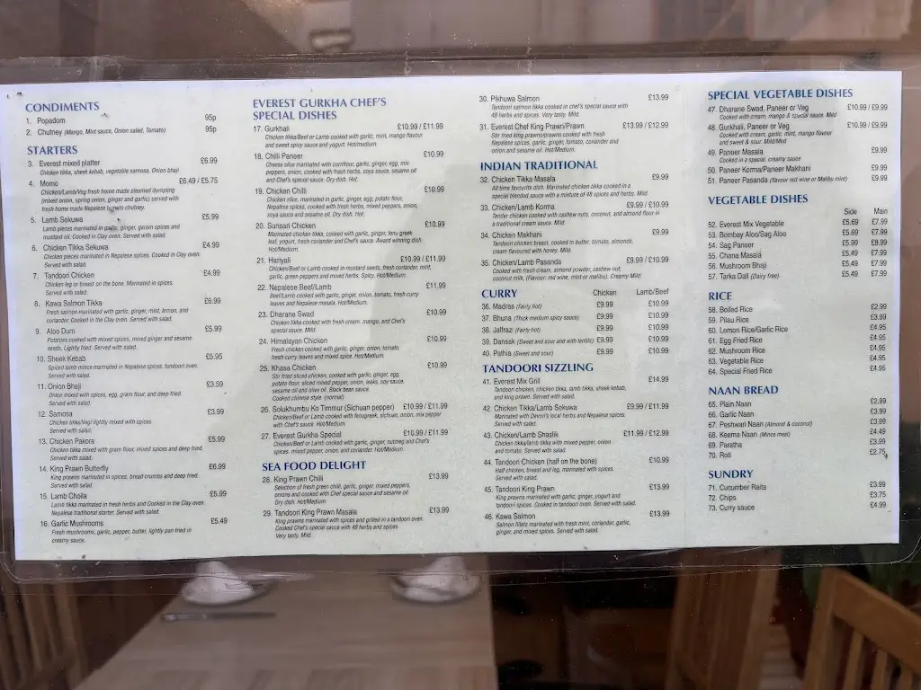 Menu_Everest Gurkha Chef_Barnstaple_immagine_1