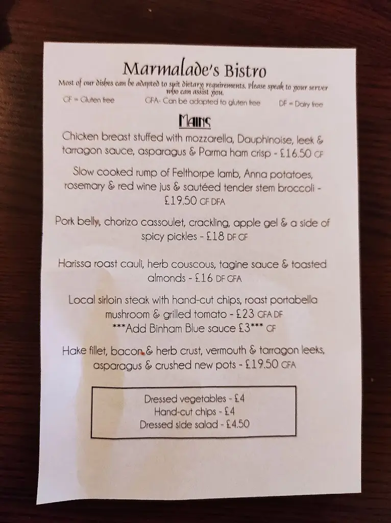 Menu_Marmalade’s Bistro_Sheringham_image_1