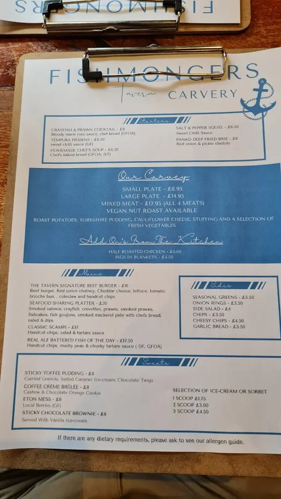 Menü_Fishmongers' Tavern_Sheringham_Bild_1