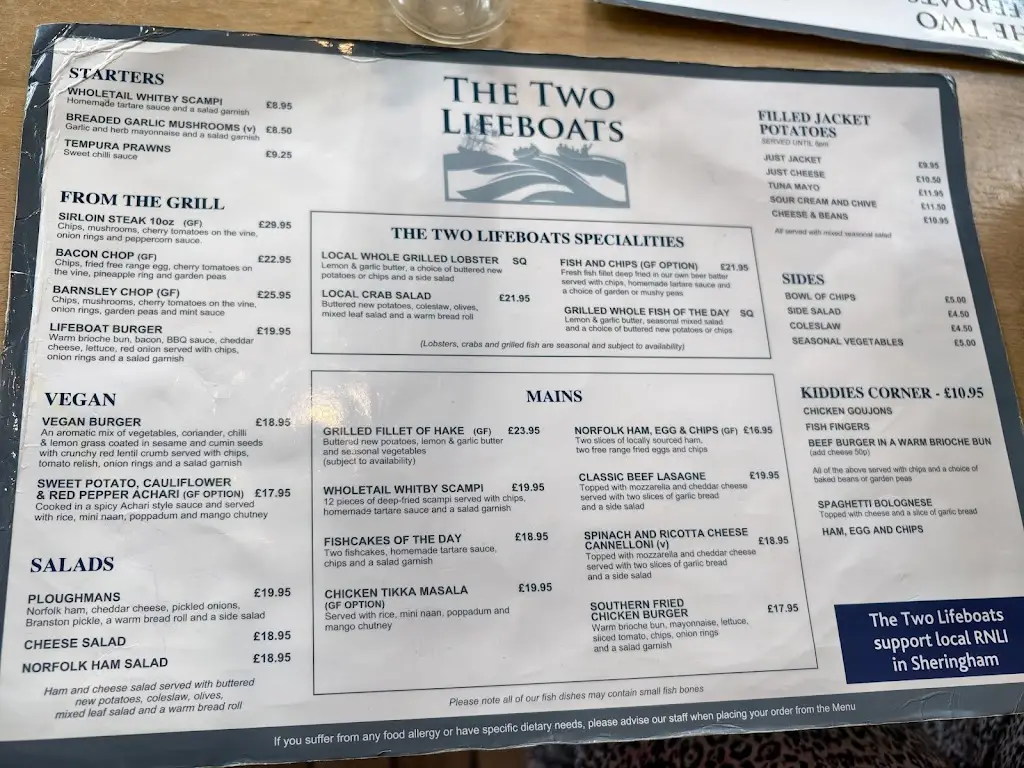 Menu_The Two Lifeboats_Sheringham_image_1