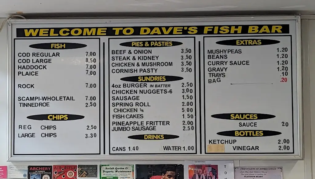 Menu_Dave's Fish Bar & Restaurant_Sheringham_image_1
