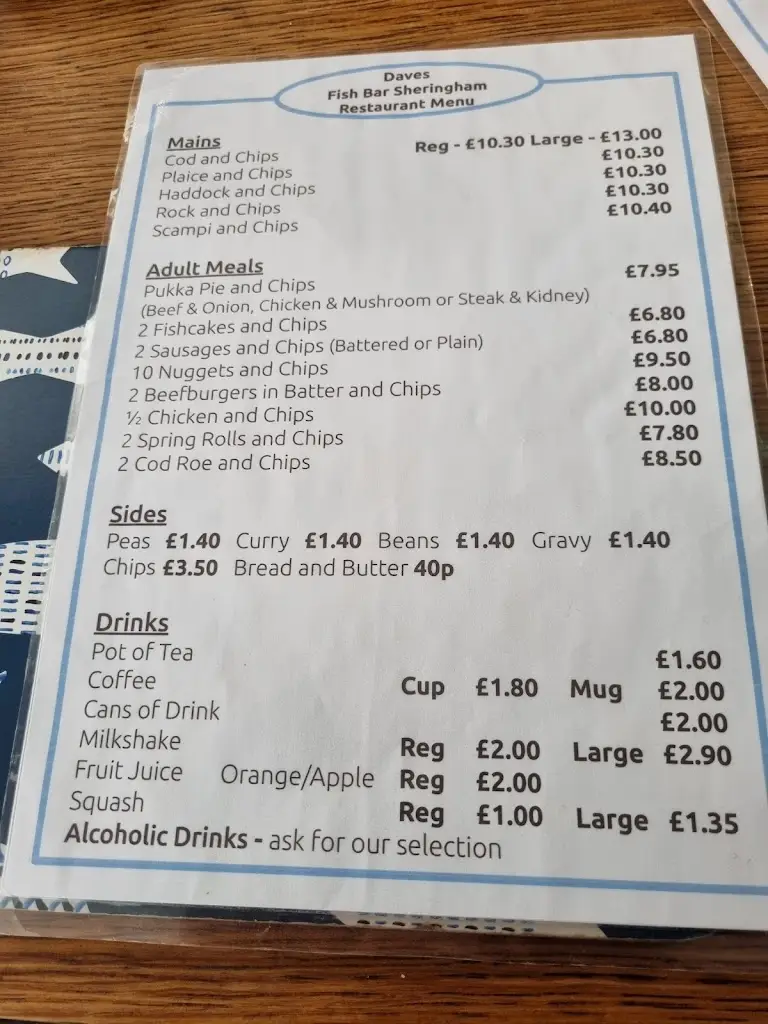 Menu_Dave's Fish Bar & Restaurant_Sheringham_image_2