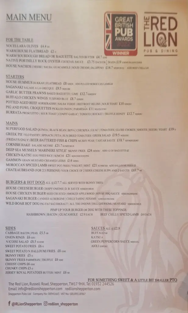Menu_The Red Lion Shepperton_Shepperton_image_3