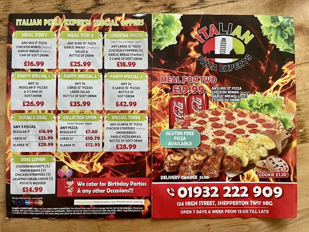 Menu_Italian Pizza Experts LTD_Shepperton_image_2