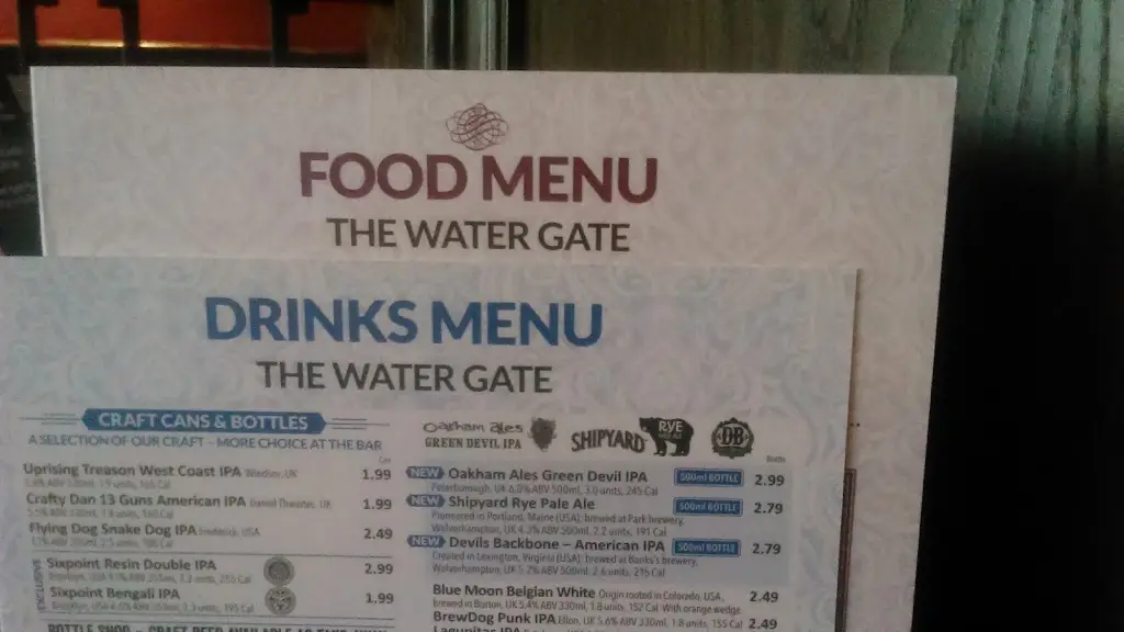 Menu_The Water Gate_Barnstaple_image_4