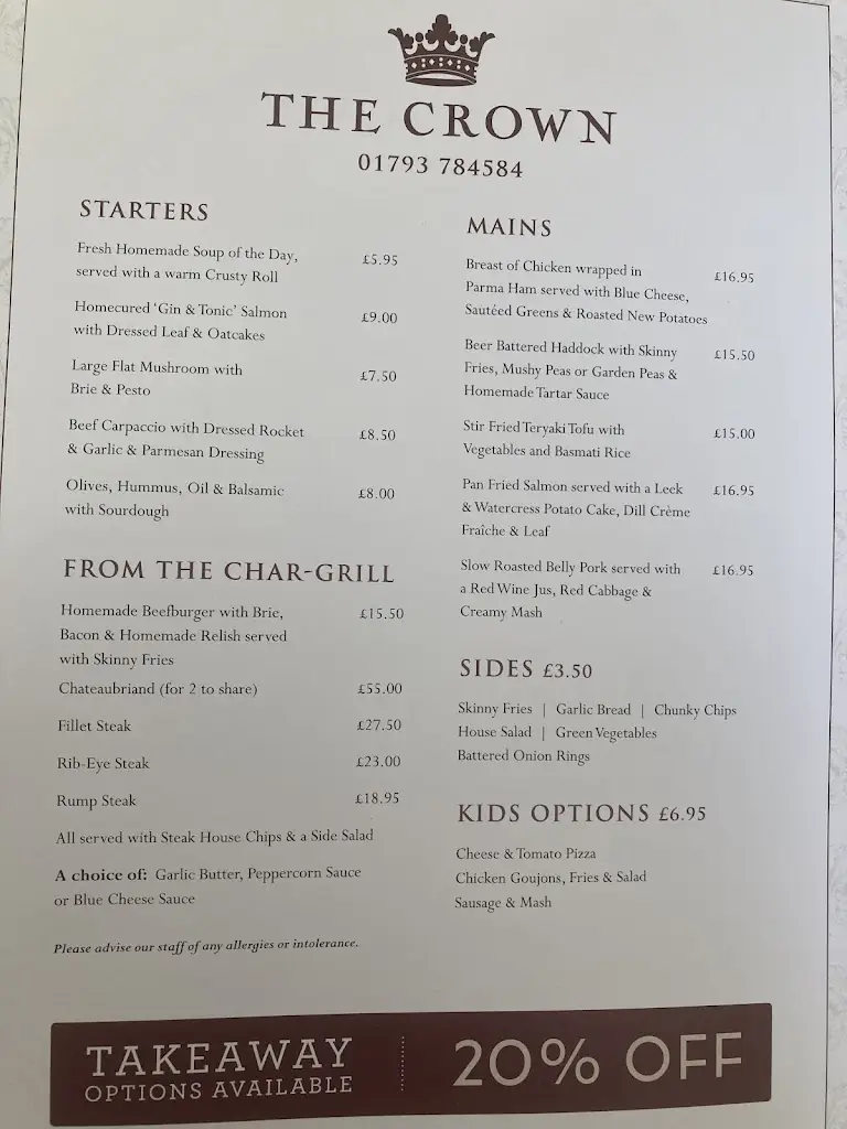 Menu_The Crown_Shrivenham_immagine_2