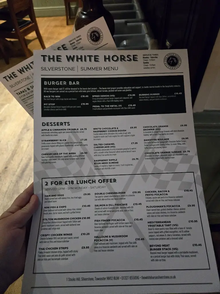 Menu_The White Horse_Silverstone_immagine_1