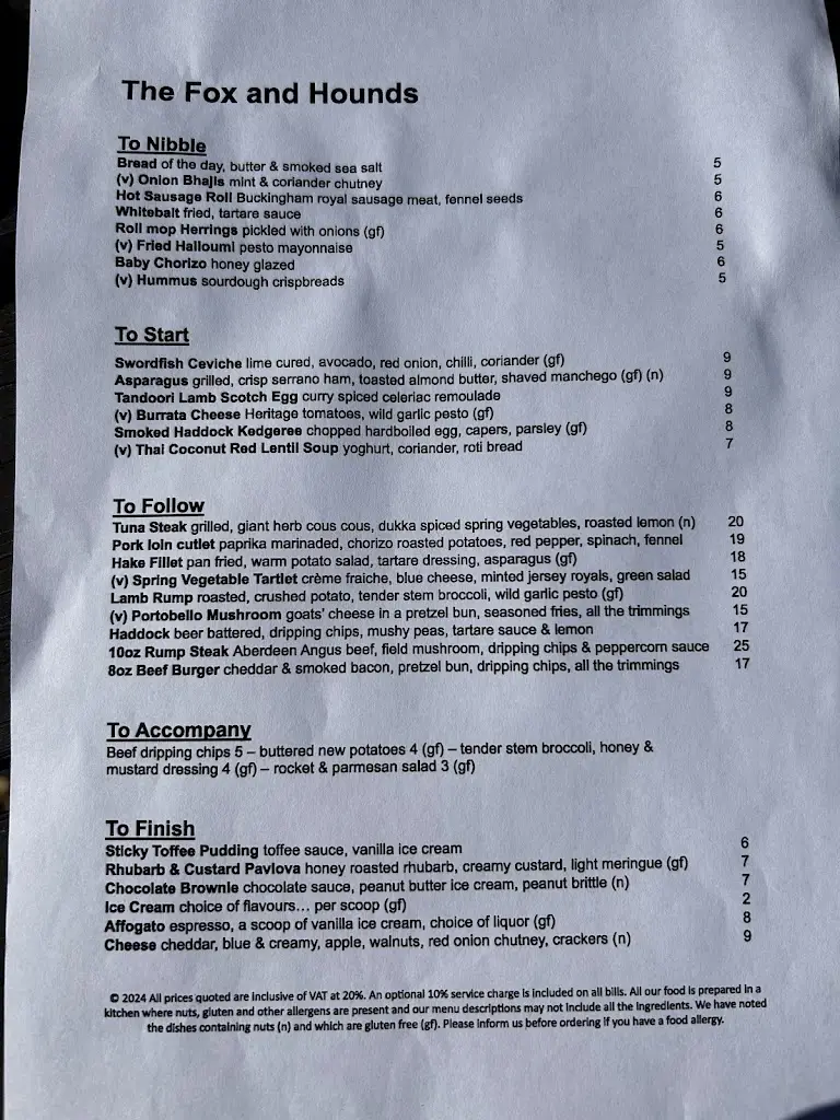 Menu_The Fox & Hounds_Silverstone_image_1