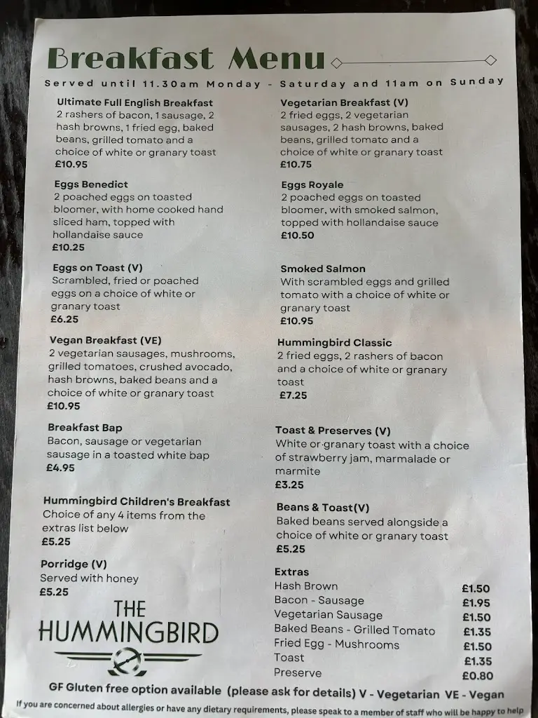 Menu_Hummingbird Restaurant_Shoreham-by-Sea_immagine_2