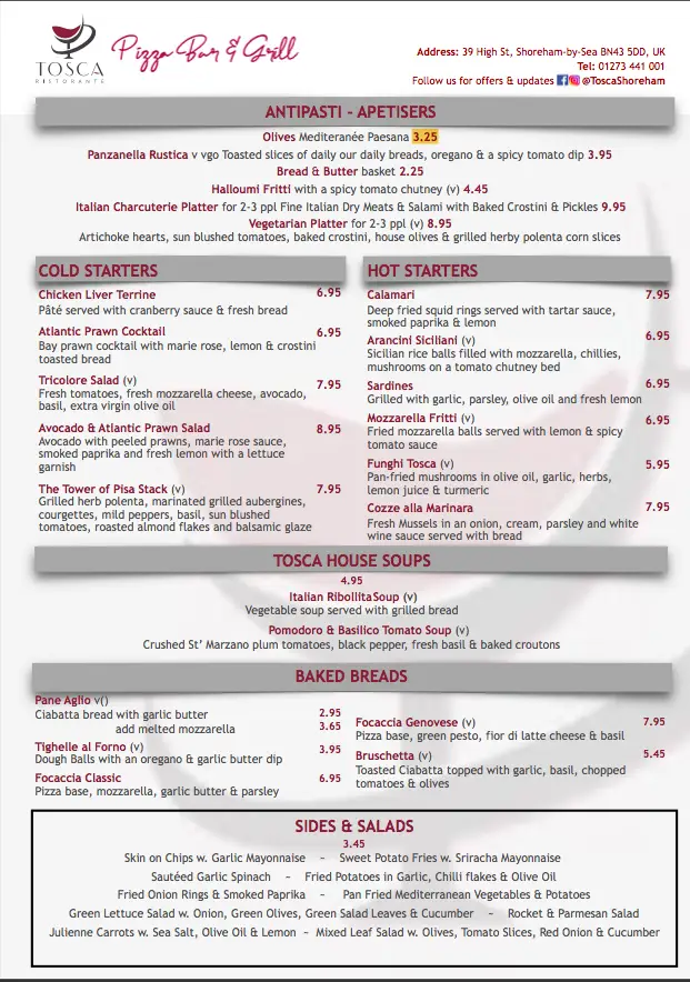 Menu_Tosca Pizza Bar and Grill_Shoreham-by-Sea_immagine_2