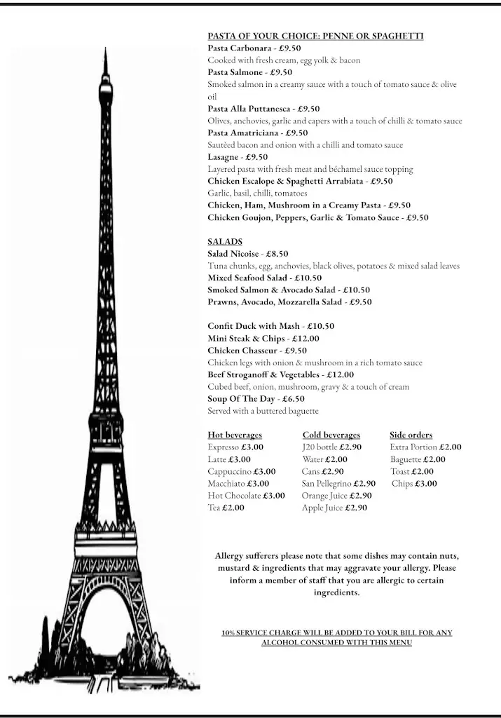 Menu_Pascal Bistro - French Restaurant_Sidcup_immagine_1