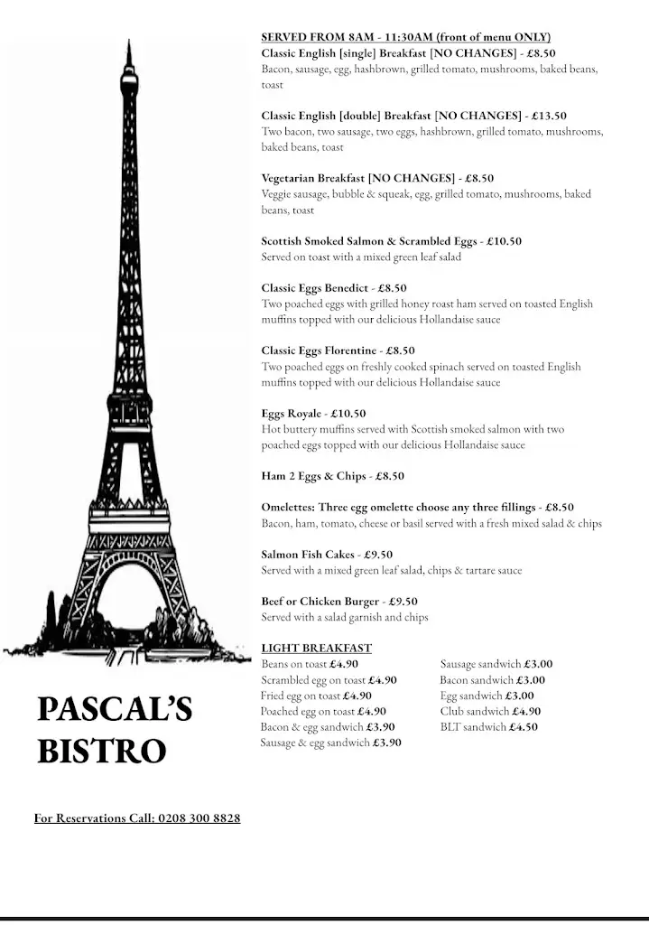 Menu_Pascal Bistro - French Restaurant_Sidcup_immagine_2