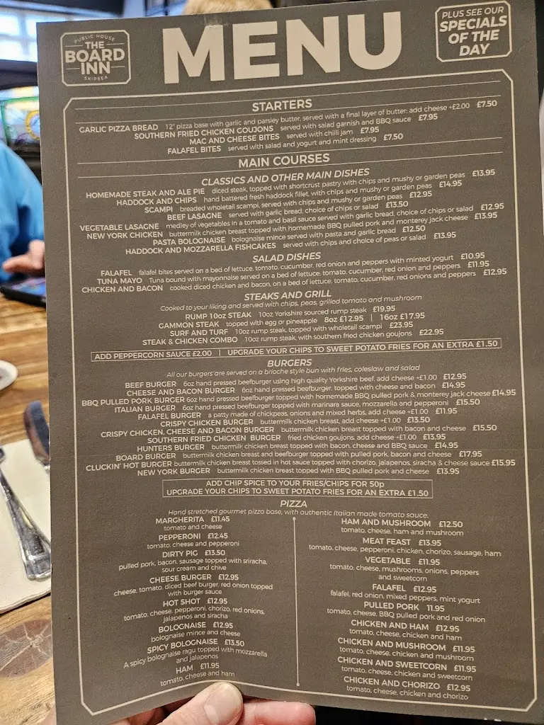 Menü_Board Inn Skipsea_Skipsea_Bild_1