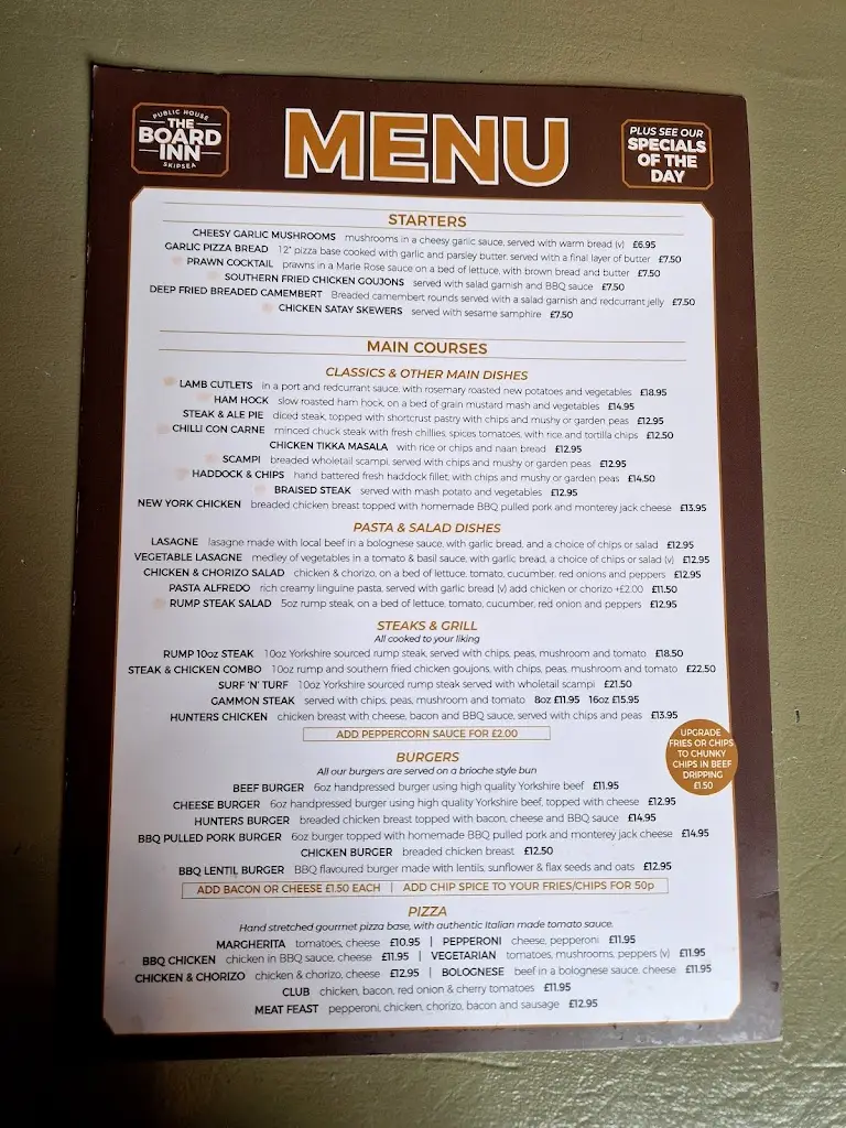 Menü_Board Inn Skipsea_Skipsea_Bild_3