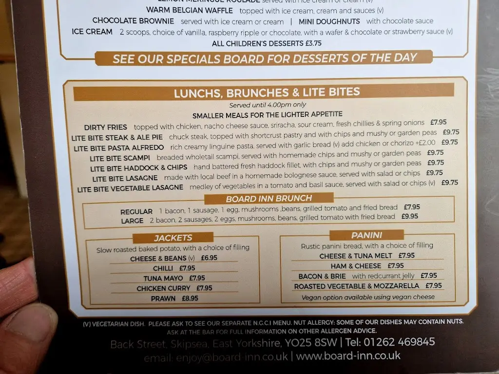 Menü_Board Inn Skipsea_Skipsea_Bild_4