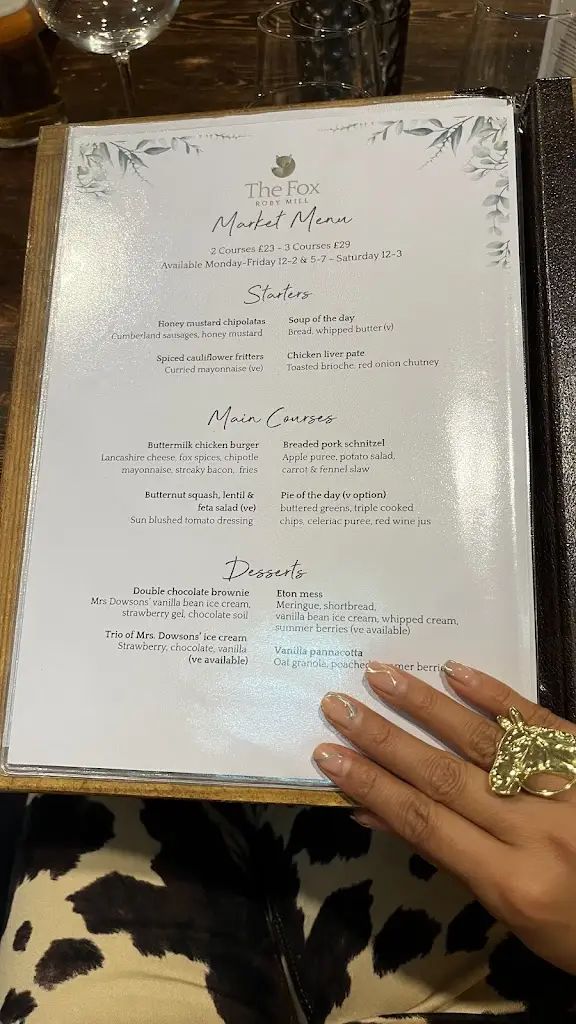 Menü_The Fox at Roby Mill_Skelmersdale_Bild_1