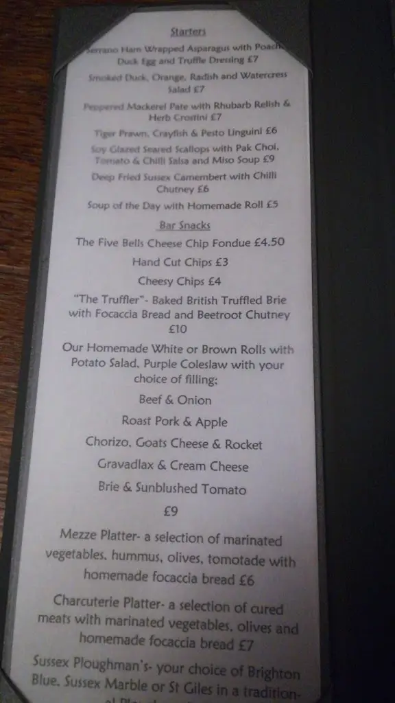 Menu_The Five Bells_South Chailey_immagine_4