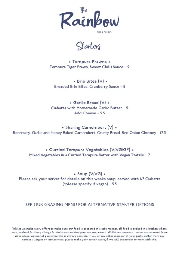 Menu_The Rainbow Cafe & Carvery_South Chailey_image_3