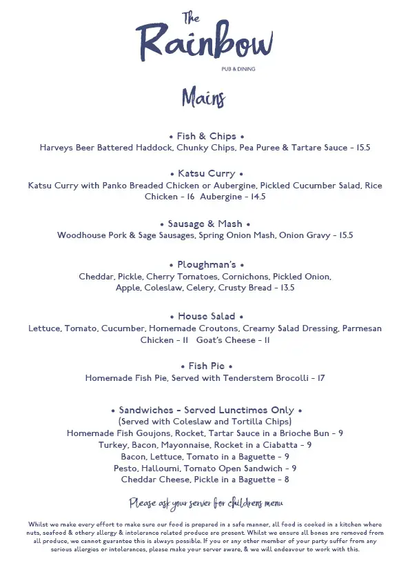Menu_The Rainbow Cafe & Carvery_South Chailey_image_4