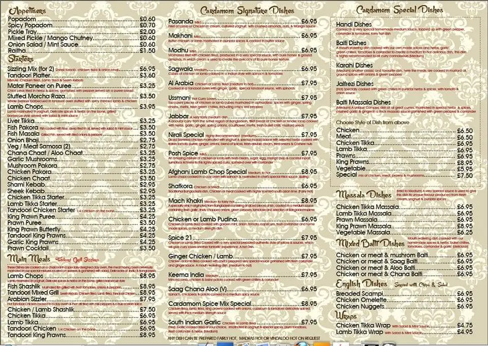 Menu_Cardamom Spice, Snaith, Goole_Snaith_image_1