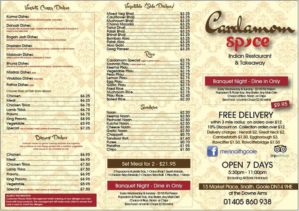 Menu_Cardamom Spice, Snaith, Goole_Snaith_image_2
